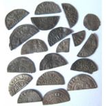 Medieval - HENRY 111, etc. 16 x cut halfpennies, 2 x cut farthings and one full halfpenny.