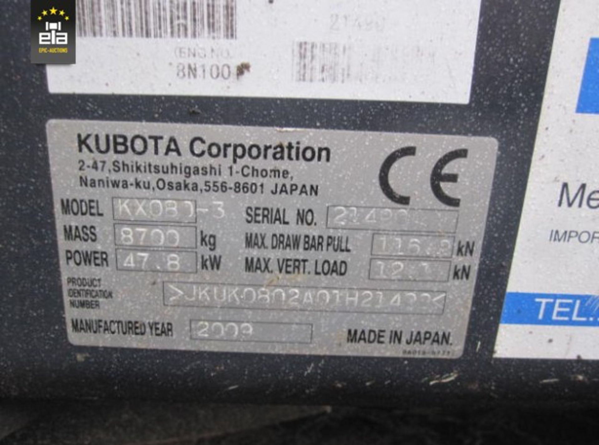 2009 Kubota KX-080-3 Alpha 2PC 20150971 - Image 19 of 20