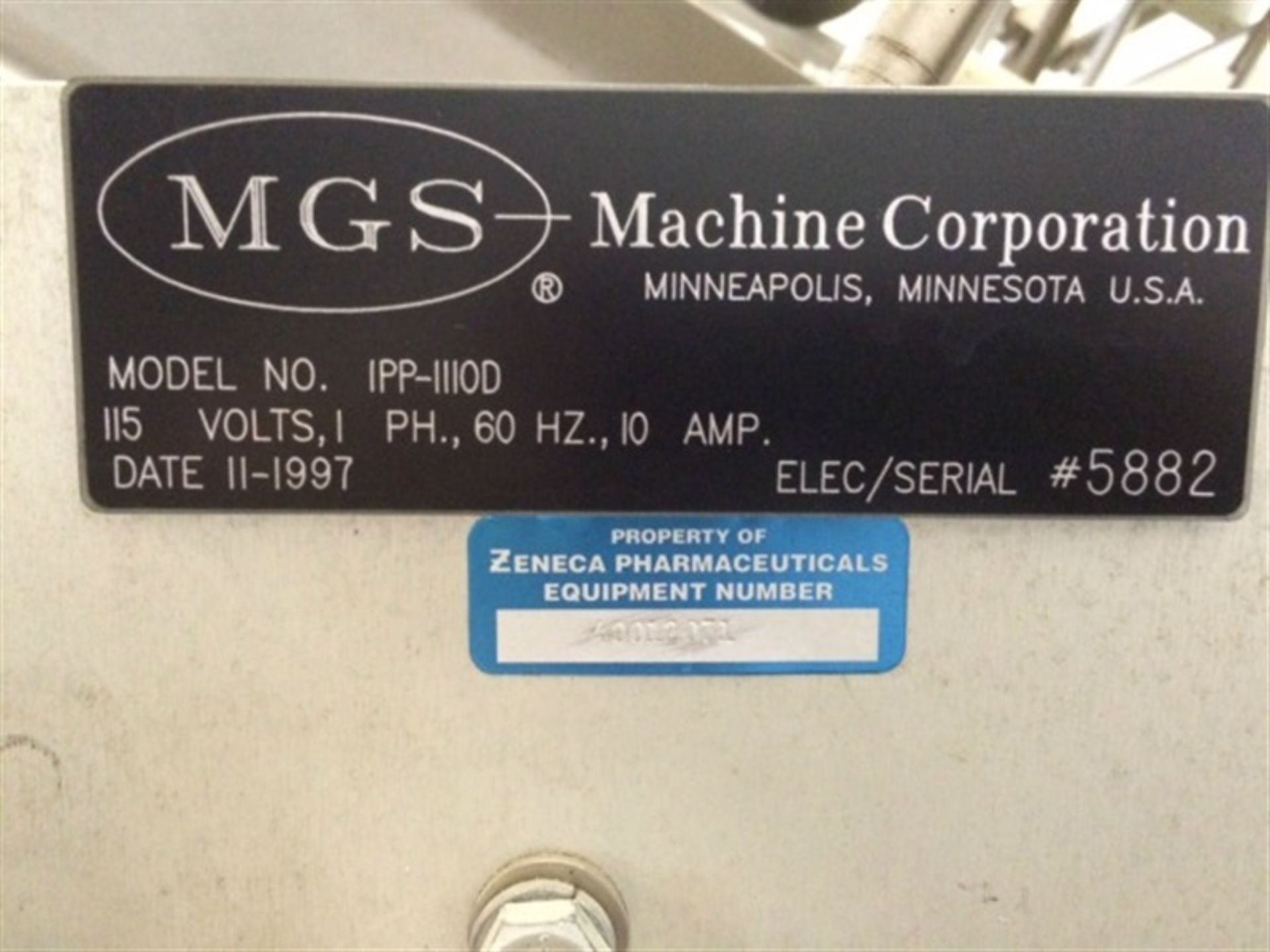 MGS Intermittent Pick n' Place Machine Tray Erector MD# IPP-1110D - Image 5 of 5