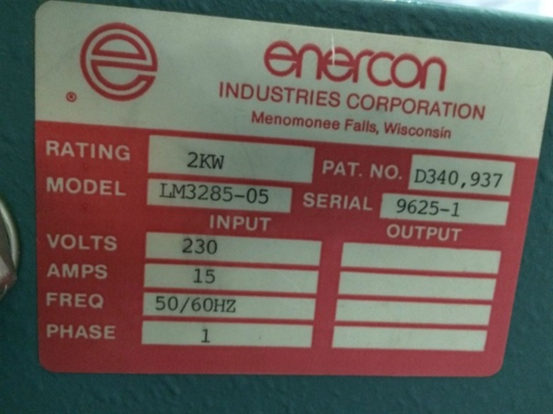 Enercon Model LM3285-05 2kW Induction Sealer - Image 3 of 3