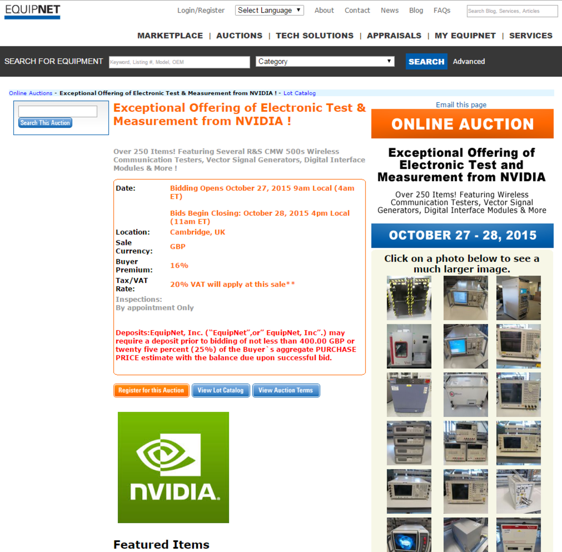 ***** This Auction is being conducted by EquipNet, Inc.'s Online Bidding Platform *****