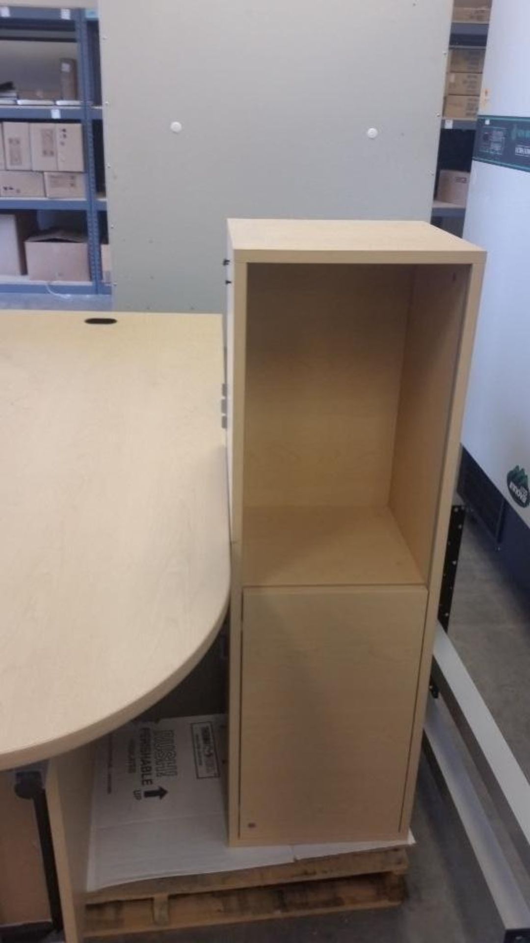 Allsteel L-shape desk with overhead cabinets and (3) drawers. The unit is disassembled. - Image 2 of 2