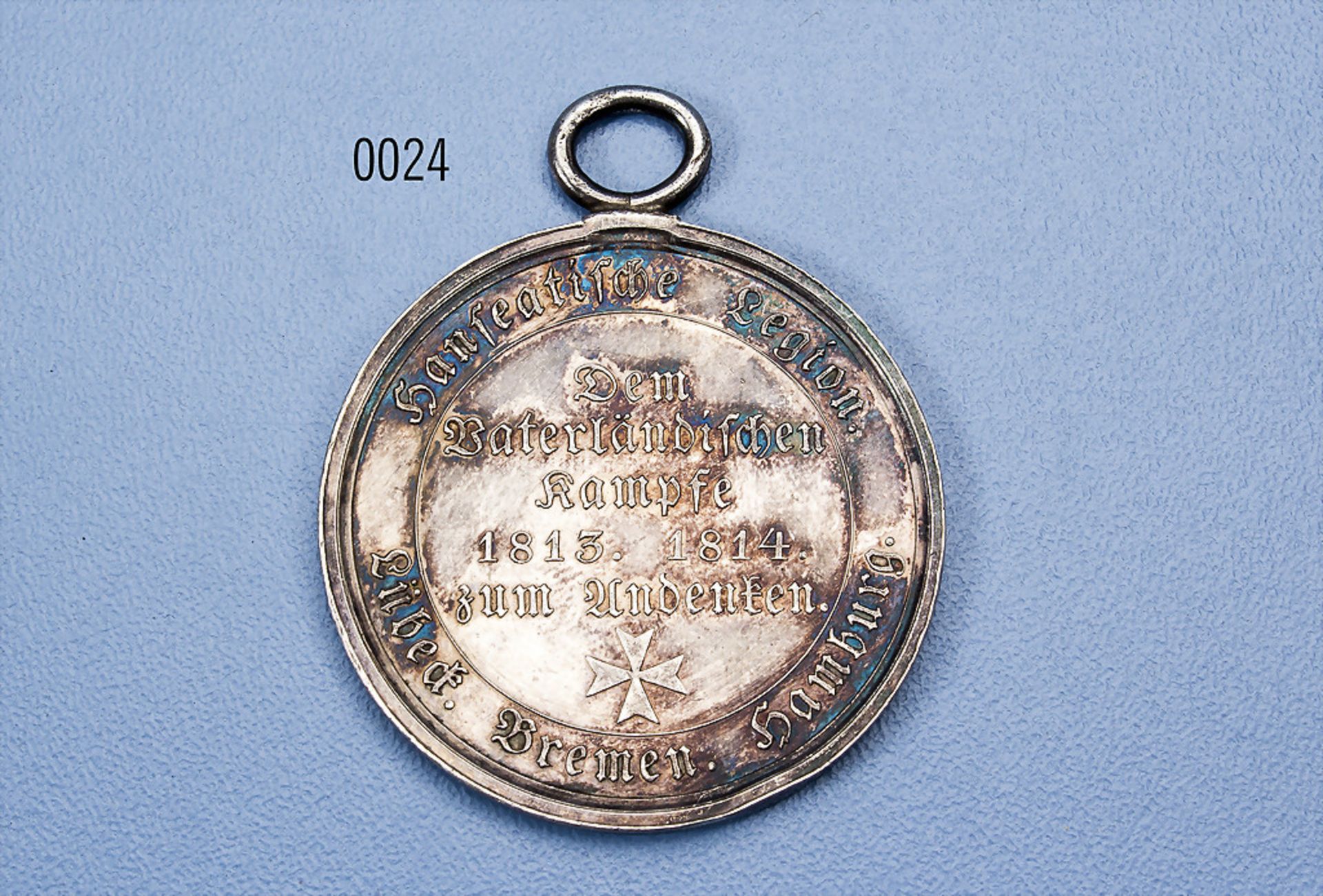 Freie Hansestädte Gemeinsame Kriegsdenkmünze für die Hanseatische Legion 1813/14, silberne Medaille,