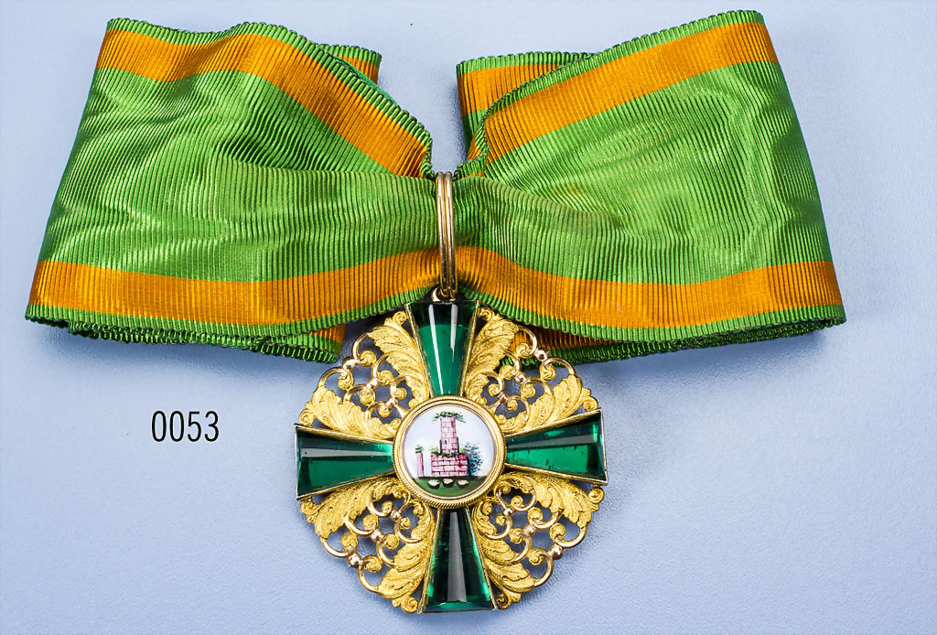 Baden Zähringer Löwe Kommandeurkreuz, am konfektionierten Halsband, guter bis sehr guter