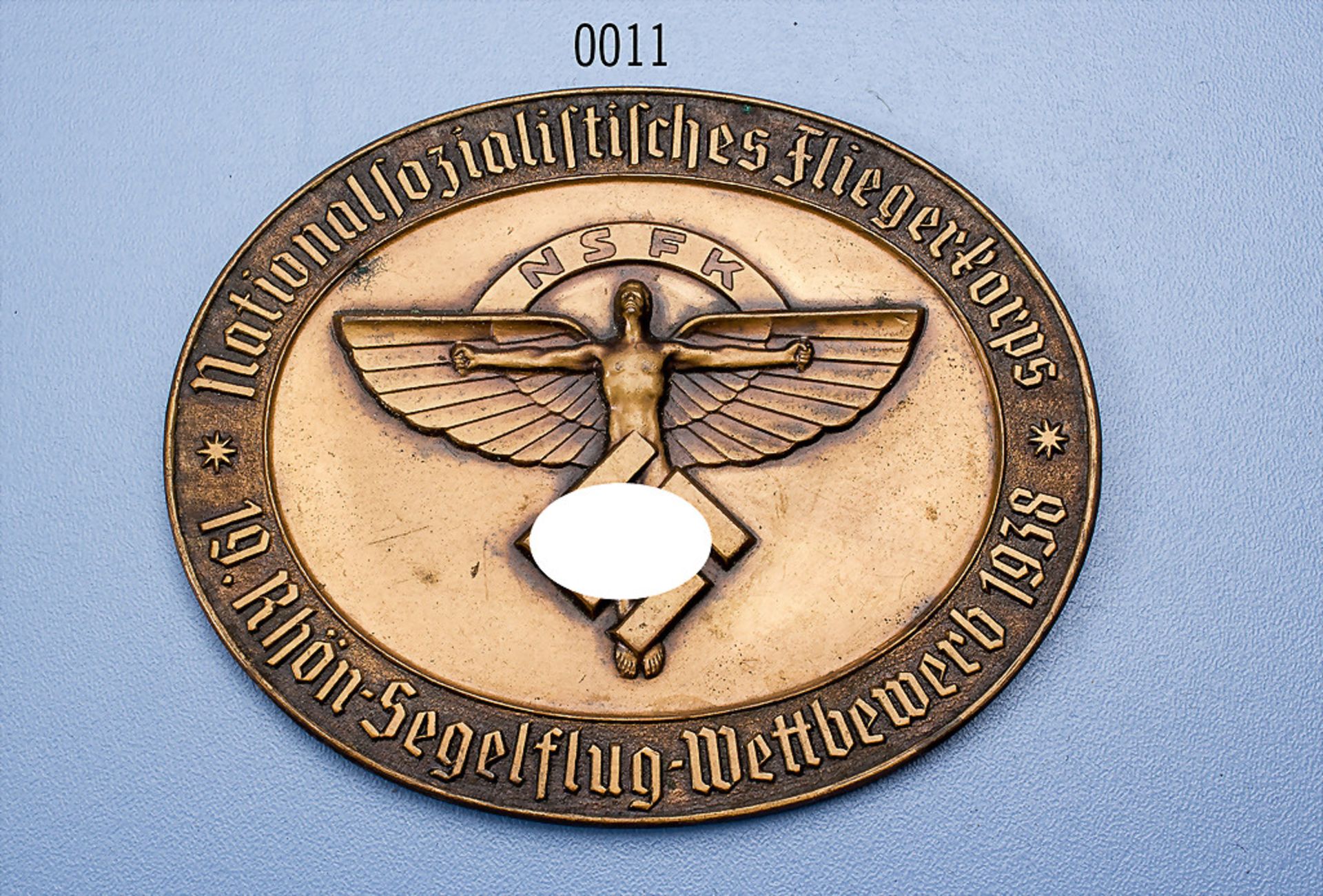 NSFK-Plakette, Aluminiumausf., "Nationalsozialistisches Fliegerkorps – 19. Rhön-Segelflug-Wettbewerb
