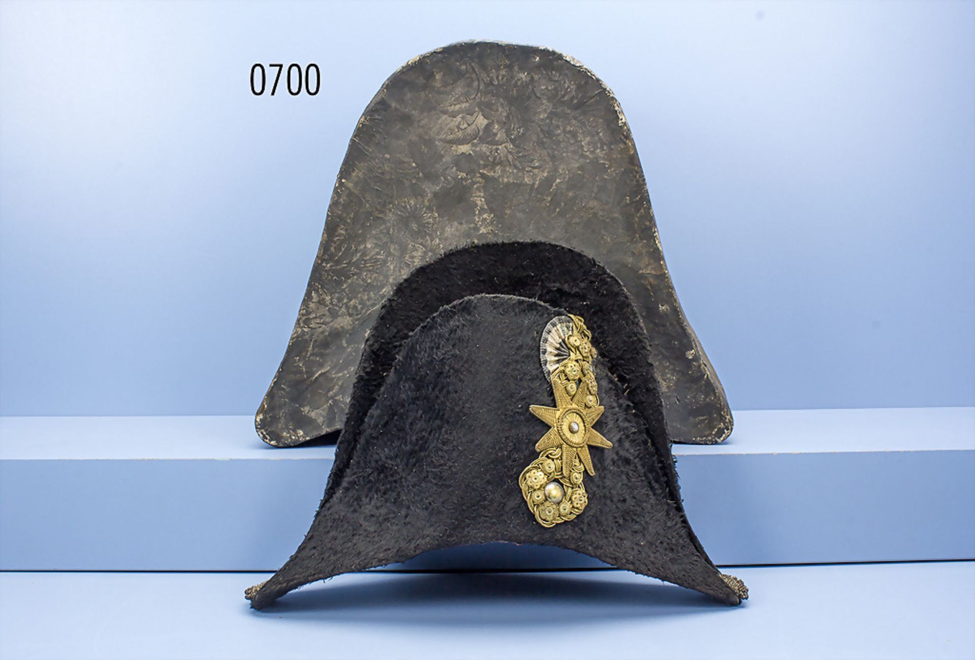 Offiziershut M 1808 der Preußischen Kavallerie, vermutl. um 1830, Zweispitz aus schwarzem