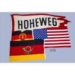 Konv. 3 Fahnen/Flaggen, Dienstfahne der Bundespost, ca. 138 x 80 cm, U.S. Flagge, ca. 148 x 83 cm,