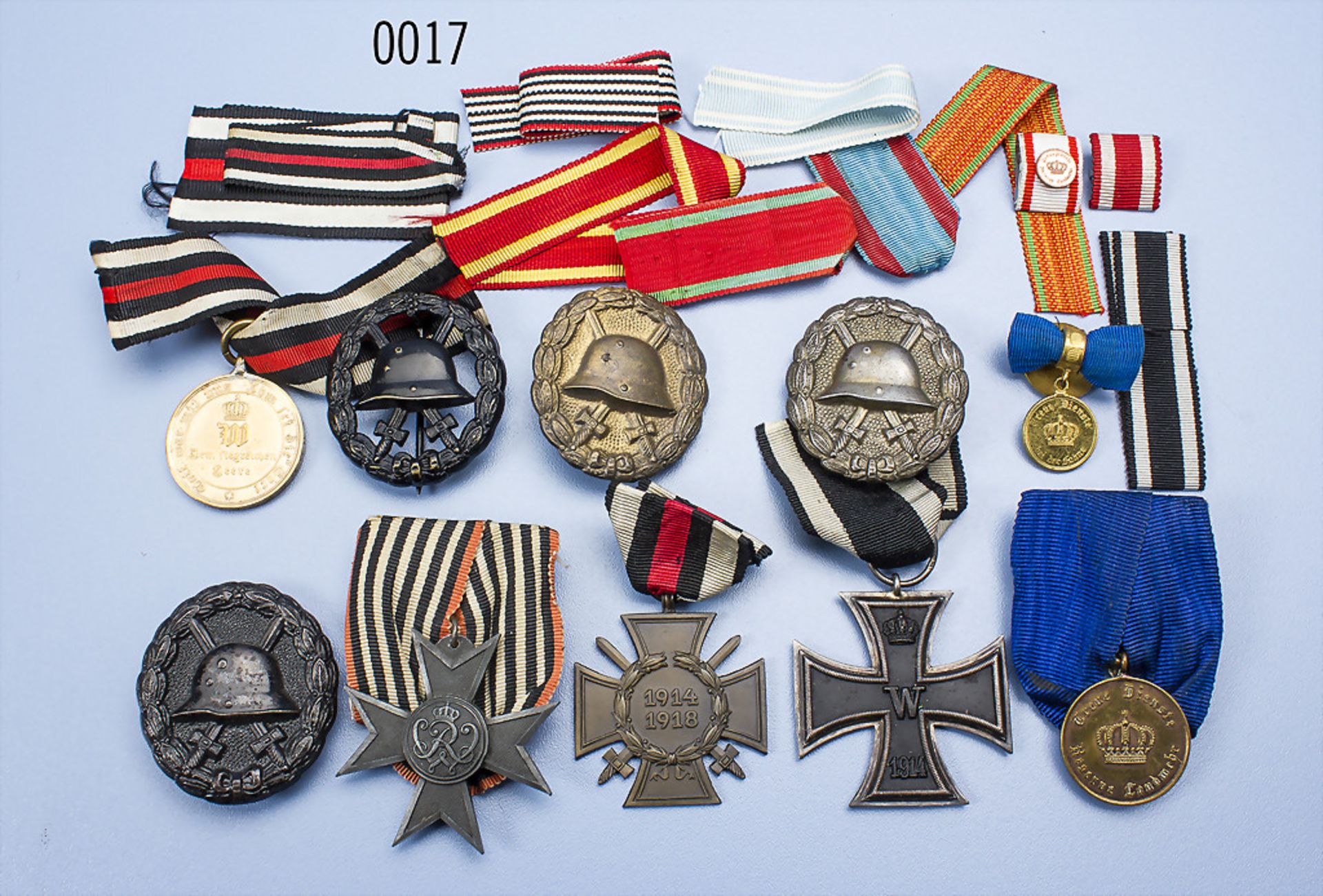 Konv. EK 2 1914, KDM 1870/71, Landwehr-Dienstauszeichnung 2. Klasse, Knopflochschleife mit