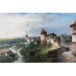 Nicolai von Astudin1847/49 Moskau - 1925 Oberlahnstein Weitläufige Landschaft am Rhein. Öl auf