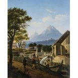 Josef Grois1799 Wien - 1850 Prag Dorf in den Bergen. Öl auf Leinwand, durchgedrückter Keilrahmen