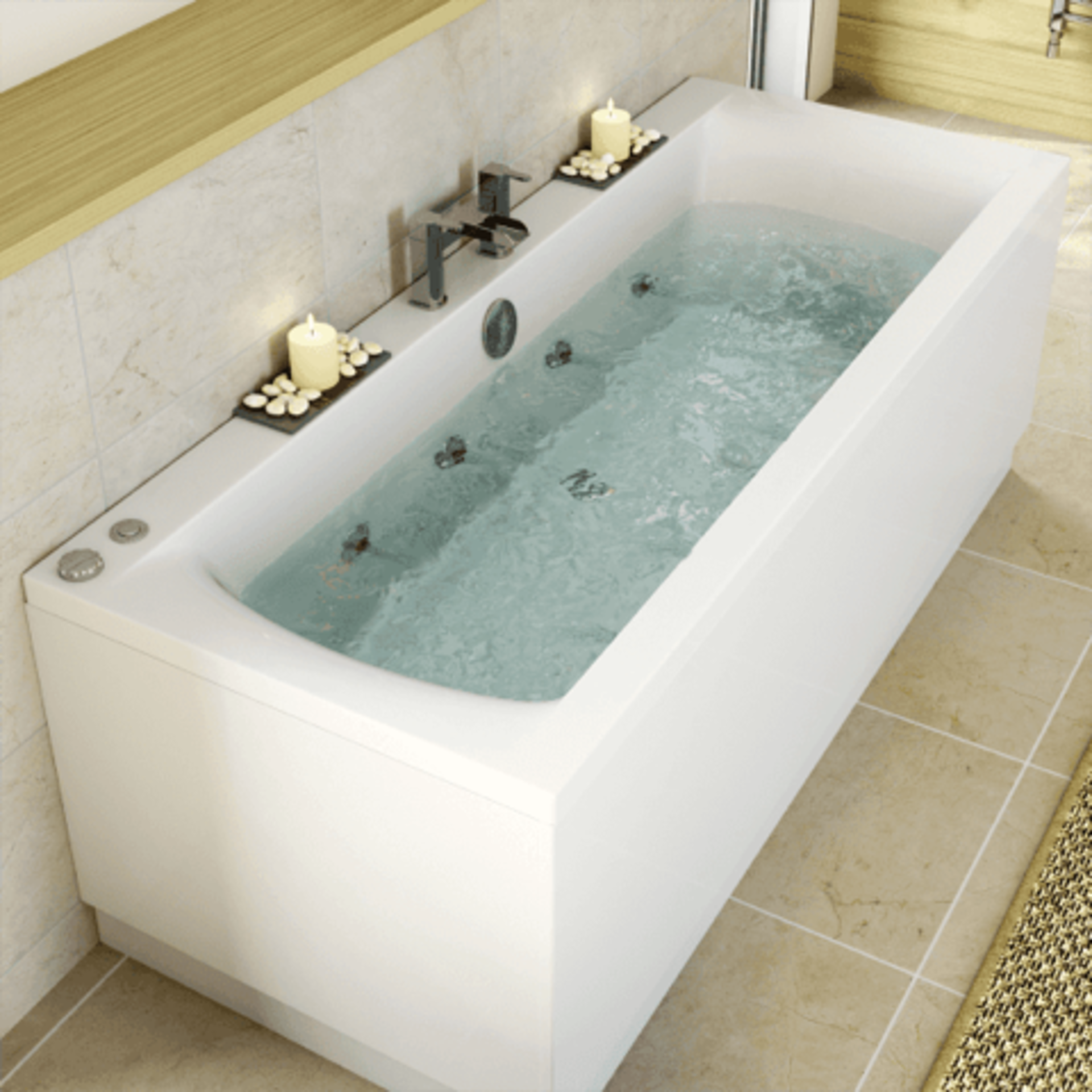 3 x Tuscany 1700x700 Double Ended 8 Jet Whirlpool ceramic bath. Brand new still in crates