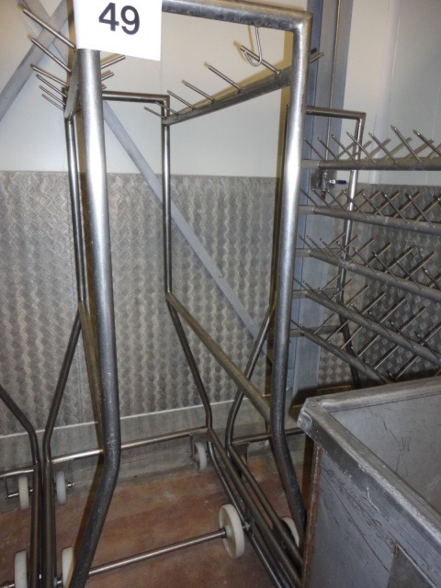 Mobile s/s rack on 6 wheels  approx. 1000mm long x 1800mm high LIFT OUT £5