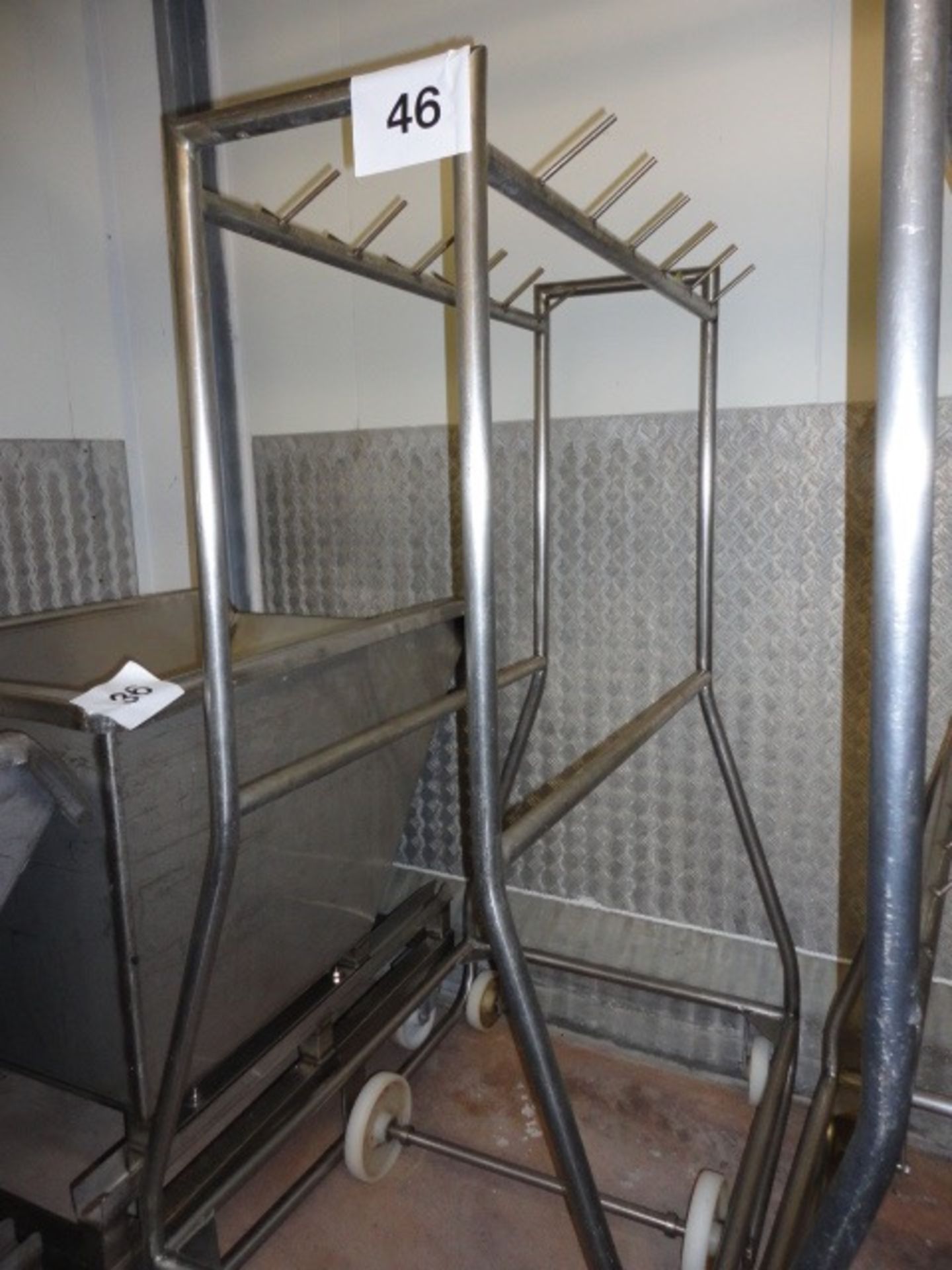 Mobile s/s rack on 6 wheels  approx. 1000mm long x 1800mm high LIFT OUT £5 - Image 2 of 2