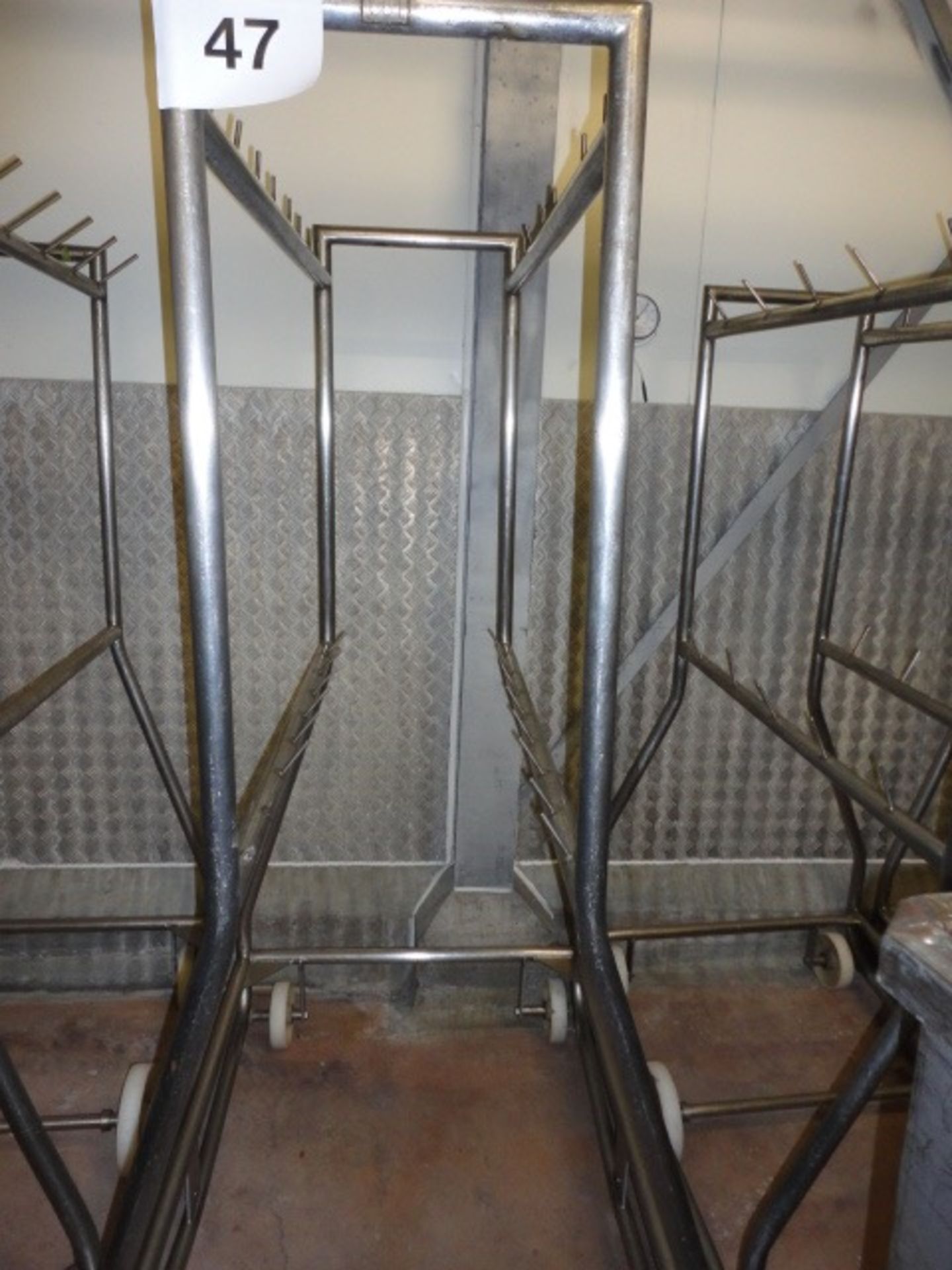 Mobile s/s rack on 4 wheels  approx. 1000mm long x 1800mm high LIFT OUT £5