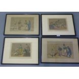 After H. Aiken, Set of four colour prints to include Cock Fighting Plates 1 & 2, A Match at the