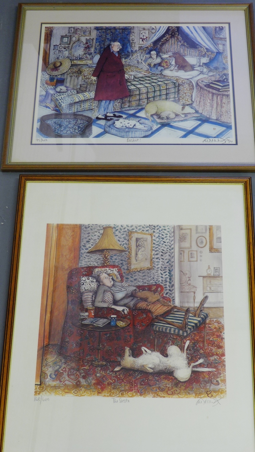 Sue MaCartney-Snape Two limited edition prints ‘The Siesta' 168/600 and 'Basket' 75/600, both pencil