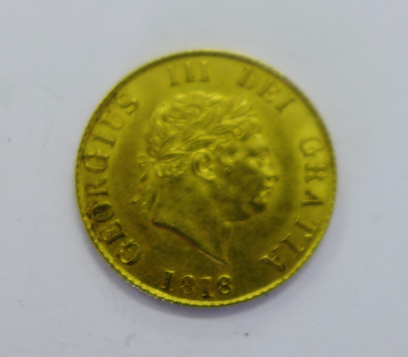 George III gold half sovereign dated 1818