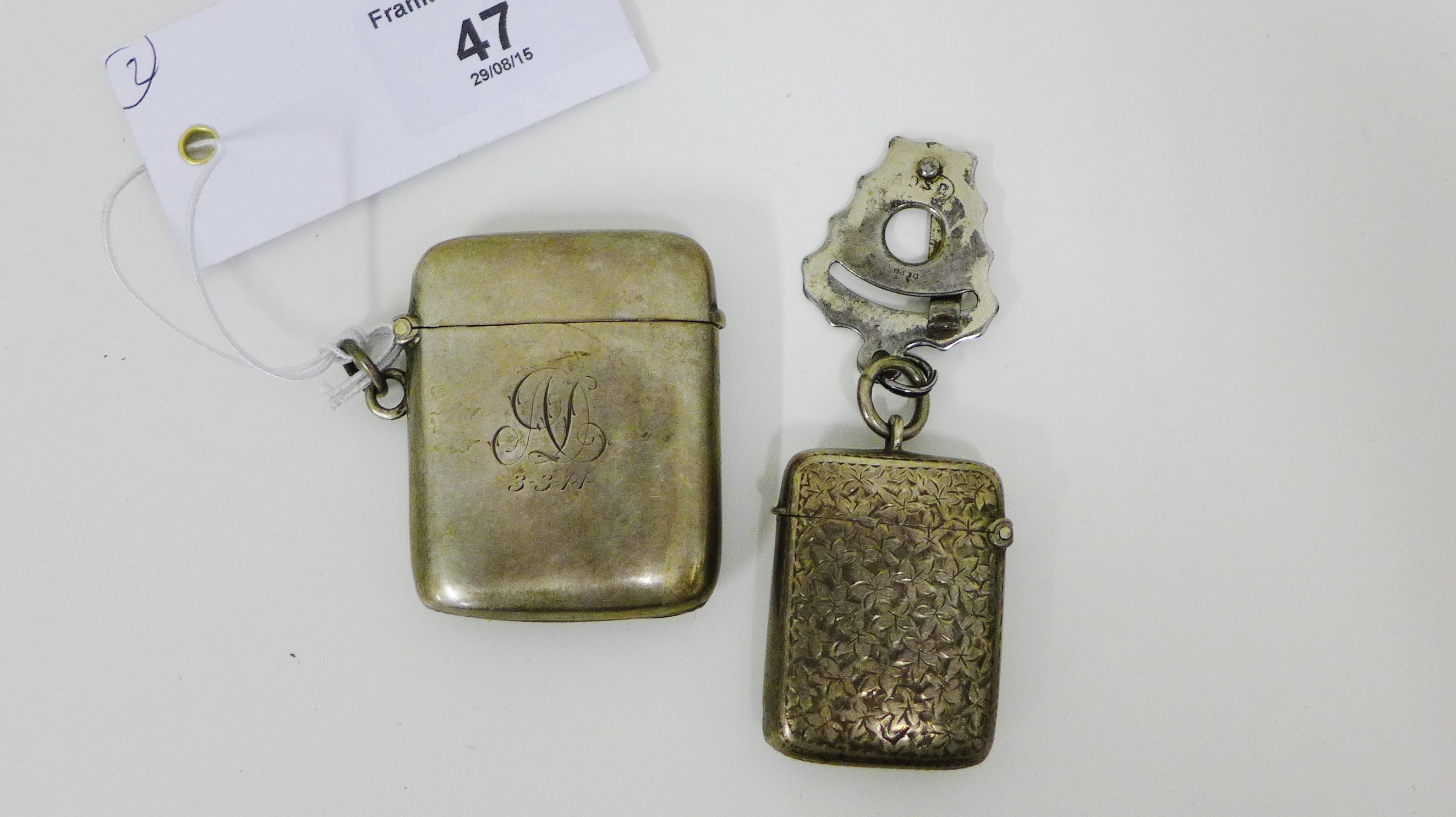 Two Birmingham silver vesta cases, mixed hallmarks (2)