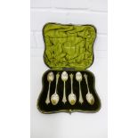 George V set of six silver teaspoons with maker's mark for Franz Schieber, London 1915