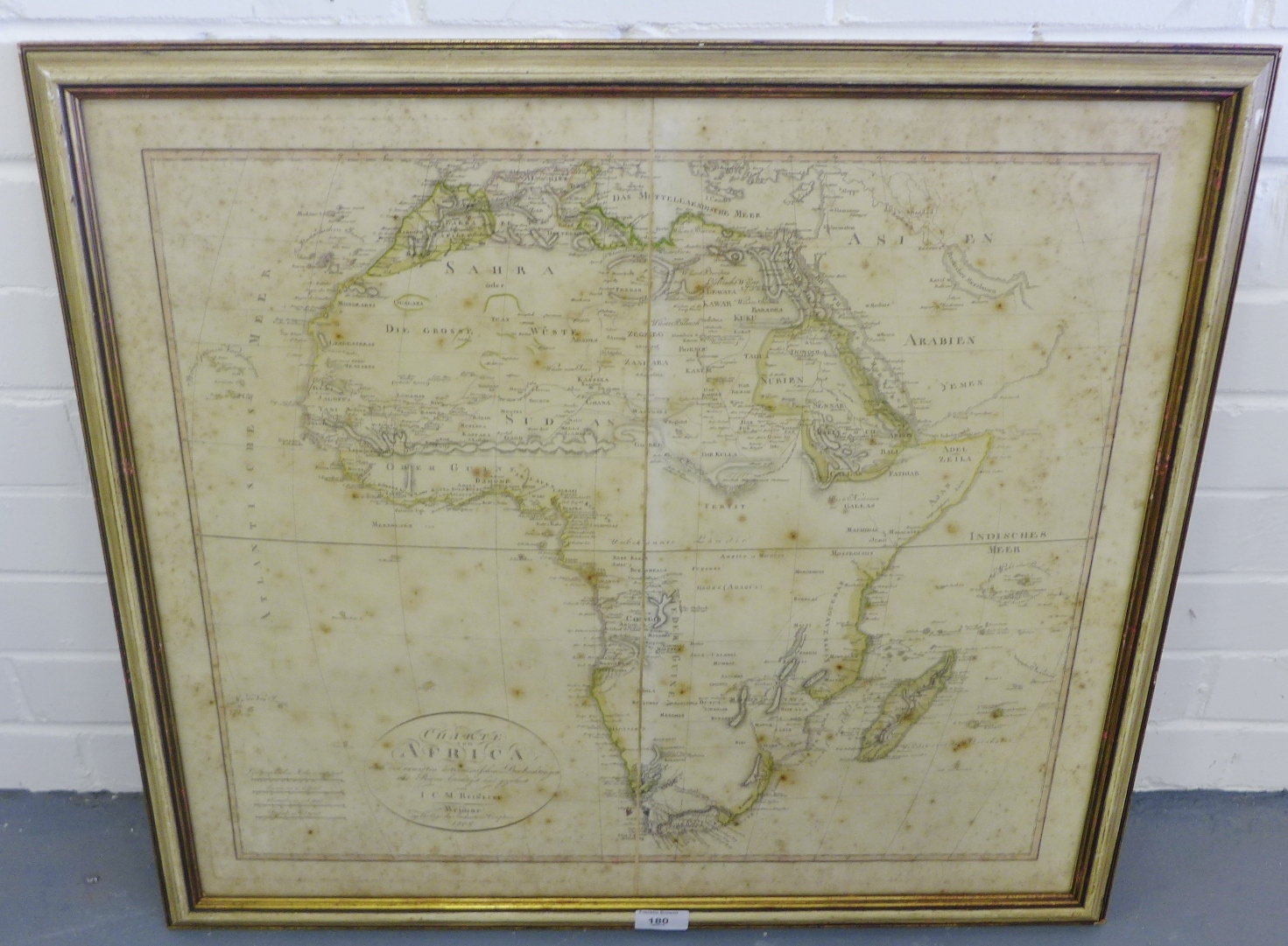 Early 19th century hand coloured map - Charte von Africa by I.C.M Reinecke, published Weimar 1802,