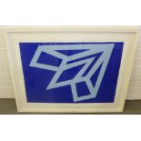 British School Geometric Forms in Blue and White 'Screen print', numbered 4/25 76 x 56cm