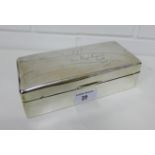 George V silver cigarette box, the hinged lid with personal inscription, maker's mark for