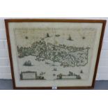 Lewis and Harray - hand coloured map, framed, 60 x 50cm