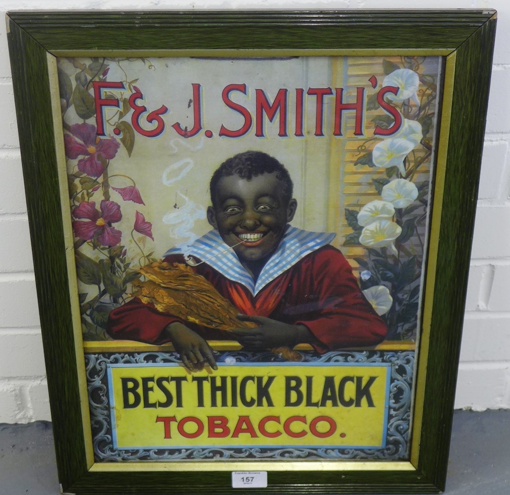 F & J Smith's Best Thick Black Tobacco colour lithograph print, framed, 35 x 45cm