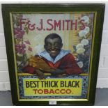 F & J Smith's Best Thick Black Tobacco colour lithograph print, framed, 35 x 45cm