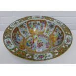 Chinese Canton enamel bowl, the interior [painted with figural panels in the famille rose palette (
