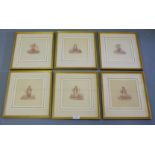 A group of six framed prints to include 'Chairs to Mend', 'All A-Blowin', 'Fine Rabbits', '
