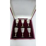 Six silver gilt goblets with maker's mark for Deakin & Francis Ltd, Birmingham 1972, in original