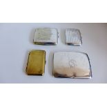 Two silver cigarette cases and two plated cigarette cases (4)