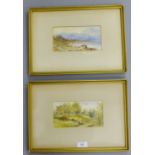 John Waterstone Loch Lomond Path to the Woods a pair of framed watercolours (2) 19 x 10cm