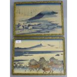 Two Japanese woodblock prints of Mount Fuji, 25 x 36cm