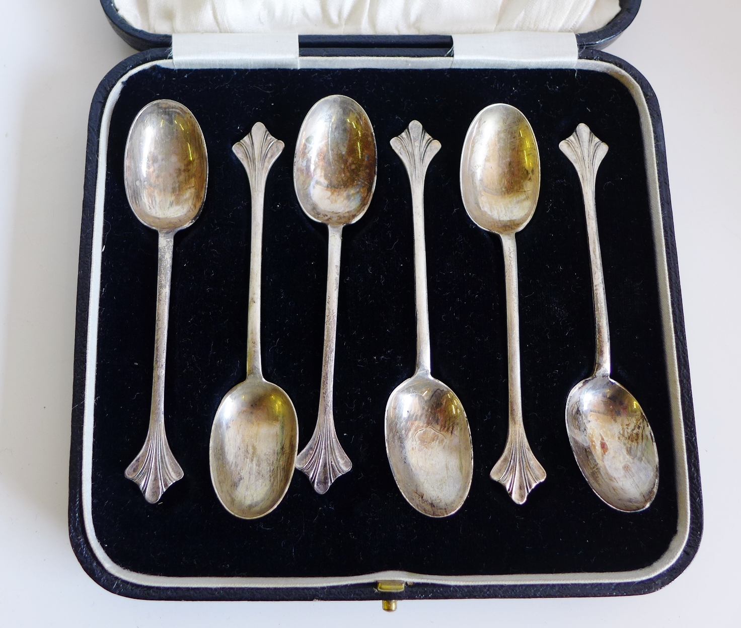 A cased set of six Birmingham silver teaspoons