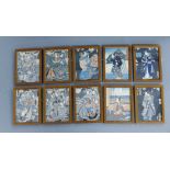 Japanese School Ten framed prints depicting figures  15 x 20 cm