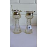 A pair of silver rimmed and glass solifleur vases (2)