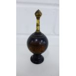 19th century ivory and treen spice container, the detachable ivory finial with a screw fastening and