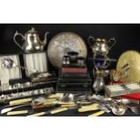 A quantity of silver plate; and other metal items (qty)