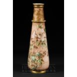 A Continental enamelled glass vase, probably Harrach, of tapered cylindrical form, tubelined and