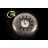 A silver Omega ladies fob watch, the enamelled outer case with Roman numerals, 3.5cm diameter