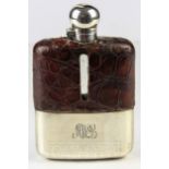 A silver and leather mounted hip flask, makers mark Robert & William Sorley, Glasgow, Sheffield