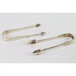 A pair of Georgian bright cut silver sugar tongs, makers mark Thomas Wallis, 1805, 29grs; and a