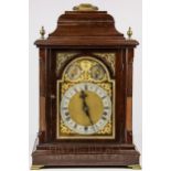 A mahogany George III style bracket clock, c1910, twin fusee movement, repeating, with Westminster