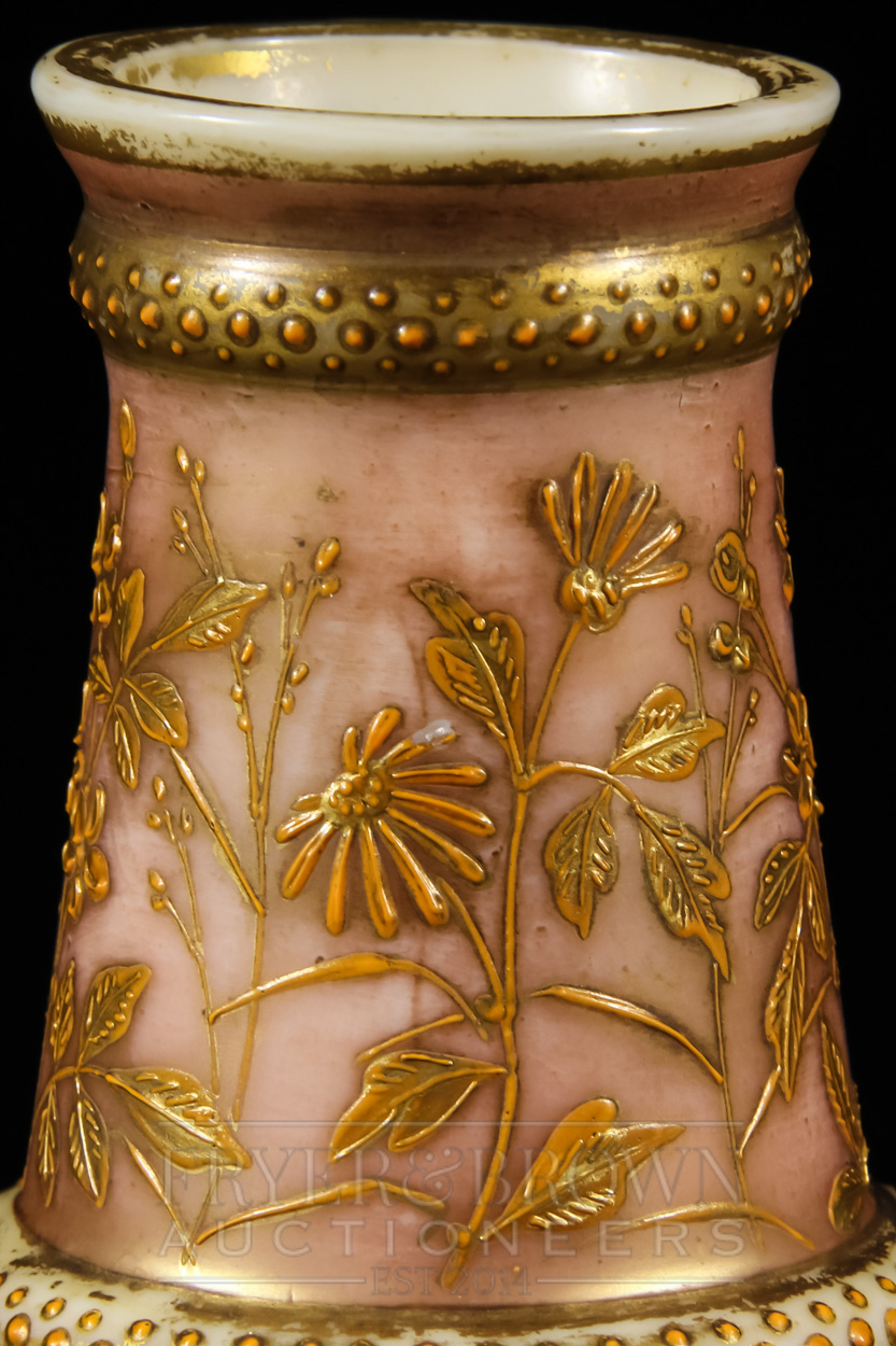 A Continental enamelled glass vase, probably Harrach, of tapered cylindrical form, tubelined and - Image 4 of 5