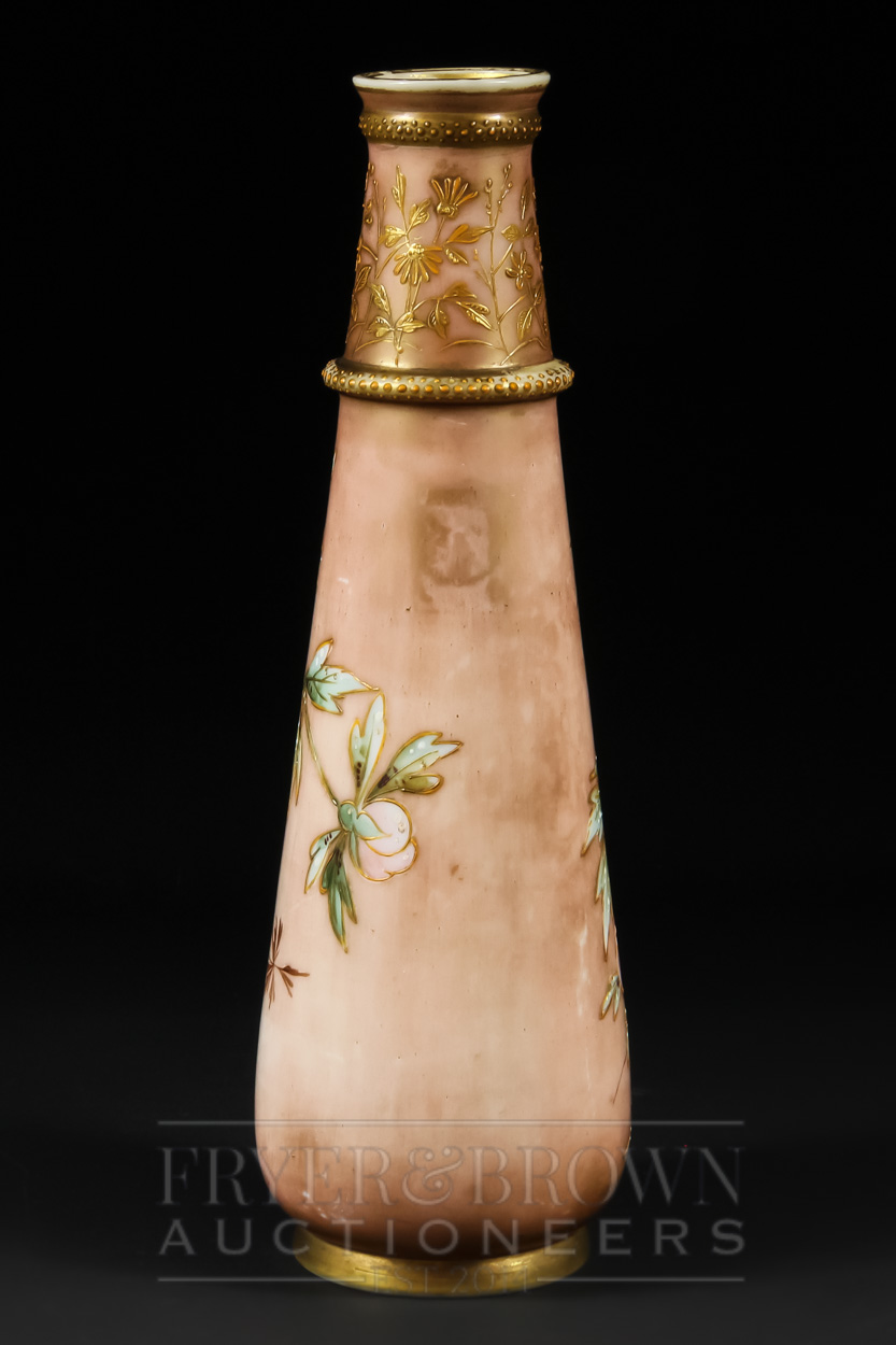 A Continental enamelled glass vase, probably Harrach, of tapered cylindrical form, tubelined and - Image 2 of 5