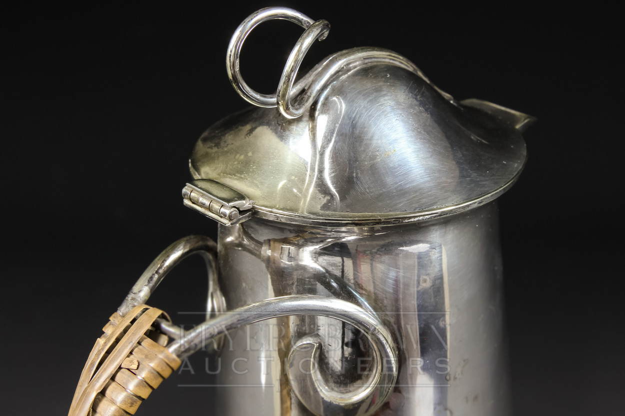 A George Unite Art Nouveau EPNS silver plated coffee pot/hot water jug, split branch handle with - Image 5 of 6