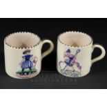 Two rare Poole Pottery children's cups, Nursery Rhymes series, Bo Peep and Mary Mary?, the bases