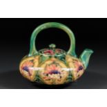 A William Moorcroft Cornflower pattern teapot or teakettle, tubelined with flowers and toned in